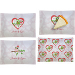 Valentine Owls Set of 4 Glass Rectangular Appetizer / Dessert Plate (Personalized)