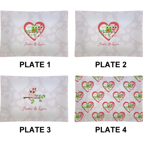 Valentine Owls Set of Rectangular Appetizer / Dessert Plates (Approval)