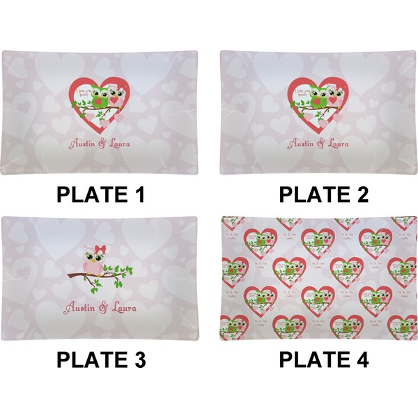 Valentine Owls Set of Rectangular Dinner Plates (Approval)