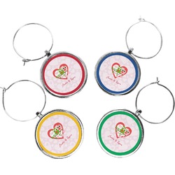 Valentine Owls Wine Charms (Set of 4) (Personalized)