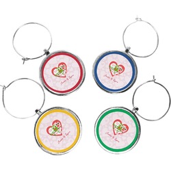 Valentine Owls Wine Charms (Set of 4) (Personalized)