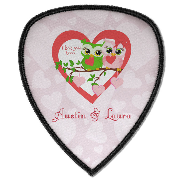 Custom Valentine Owls Iron on Shield Patch A w/ Couple's Names