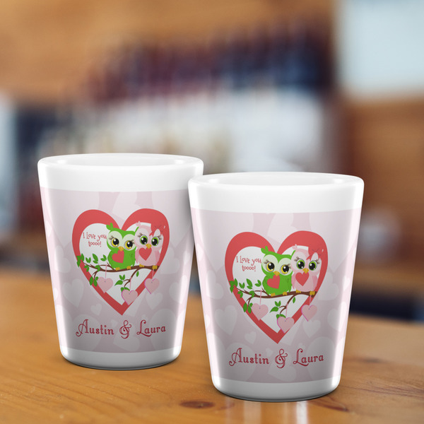 Valentine Owls Shot Glass - White - LIFESTYLE