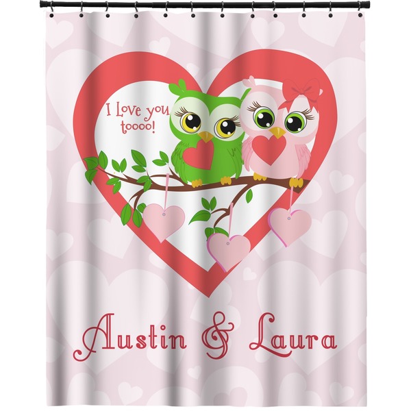 Custom Valentine Owls Extra Long Shower Curtain - 70"x84" (Personalized)