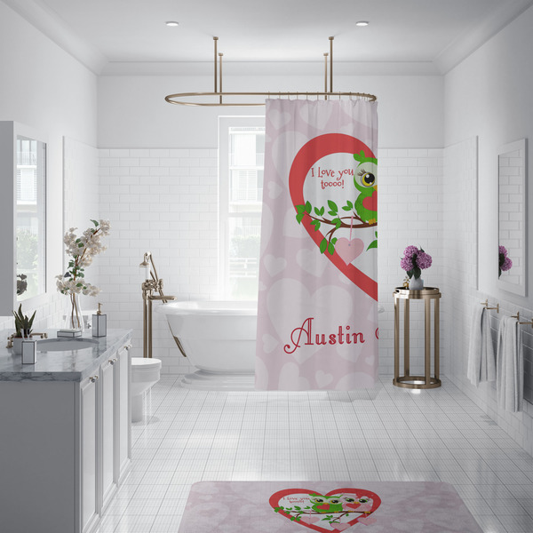 Valentine Owls Shower Curtain - Custom Size