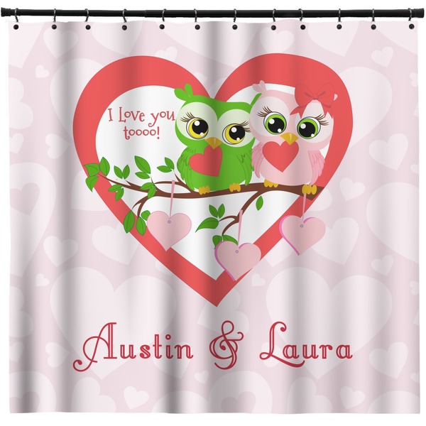 Custom Valentine Owls Shower Curtain - 71" x 74" (Personalized)