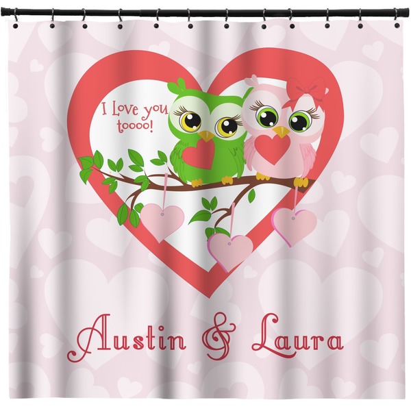 Custom Valentine Owls Shower Curtain - Custom Size (Personalized)