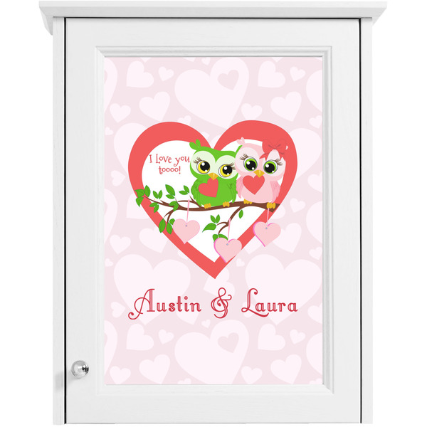 Valentine Owls Single White Cabinet Decal