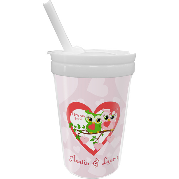 Custom Valentine Owls Sippy Cup with Straw (Personalized)