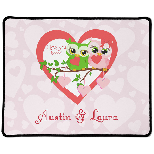 Custom Valentine Owls Large Gaming Mouse Pad - 12.5" x 10" (Personalized)