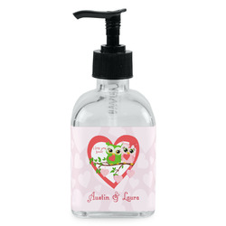Valentine Owls Glass Soap & Lotion Bottle - Single Bottle (Personalized)