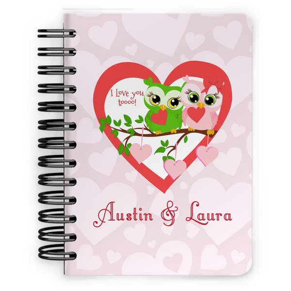 Custom Valentine Owls Spiral Notebook - 5x7 w/ Couple's Names