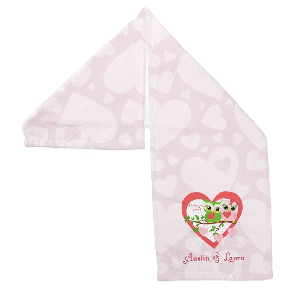 Valentine Owls Sports Towel Folded - Both Sides Showing