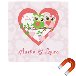 Valentine Owls Square Car Magnet - 10" (Personalized)
