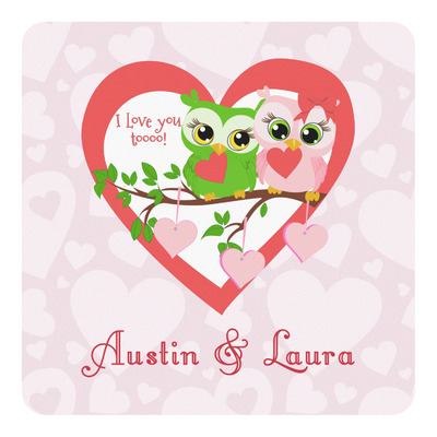 Custom Valentine Owls Square Decal (Personalized)