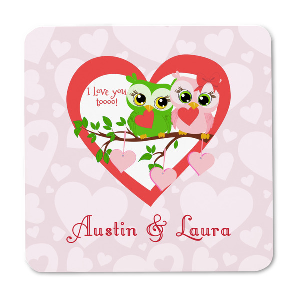 Valentine Owls Square Fridge Magnet - FRONT