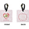 Valentine Owls Square Luggage Tag (Front + Back)