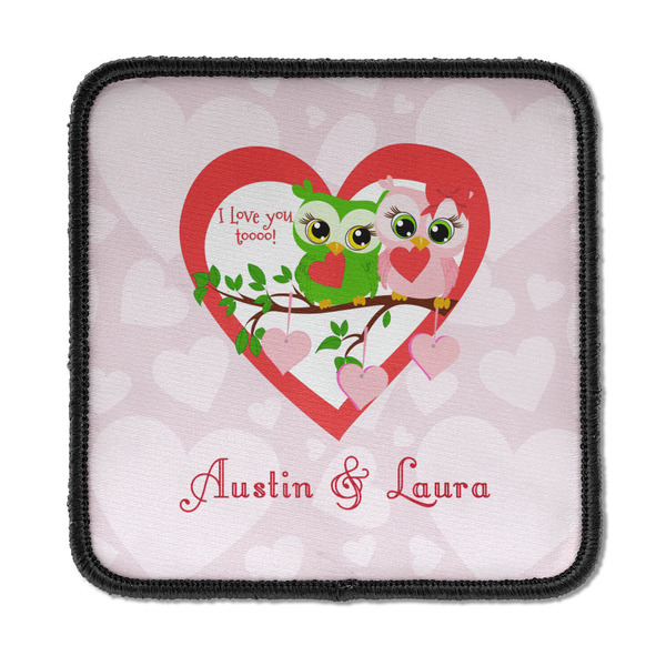 Custom Valentine Owls Iron On Square Patch w/ Couple's Names