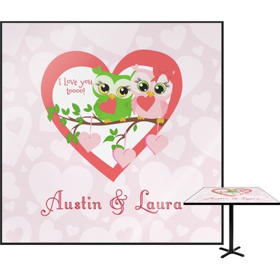 Custom Valentine Owls Square Table Top (Personalized)