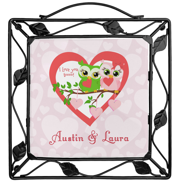 Custom Valentine Owls Square Trivet (Personalized)