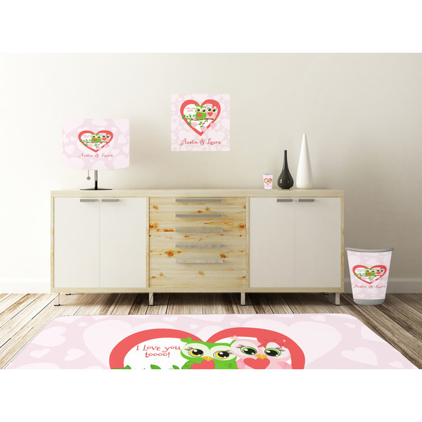 Valentine Owls Square Wall Decal Wooden Desk