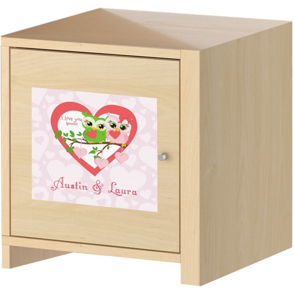 Valentine Owls Square Wall Decal on Wooden Cabinet