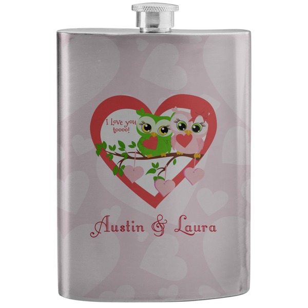 Custom Valentine Owls Stainless Steel Flask (Personalized)