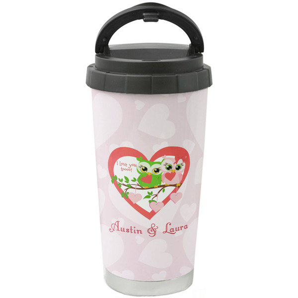 Custom Valentine Owls Stainless Steel Coffee Tumbler (Personalized)