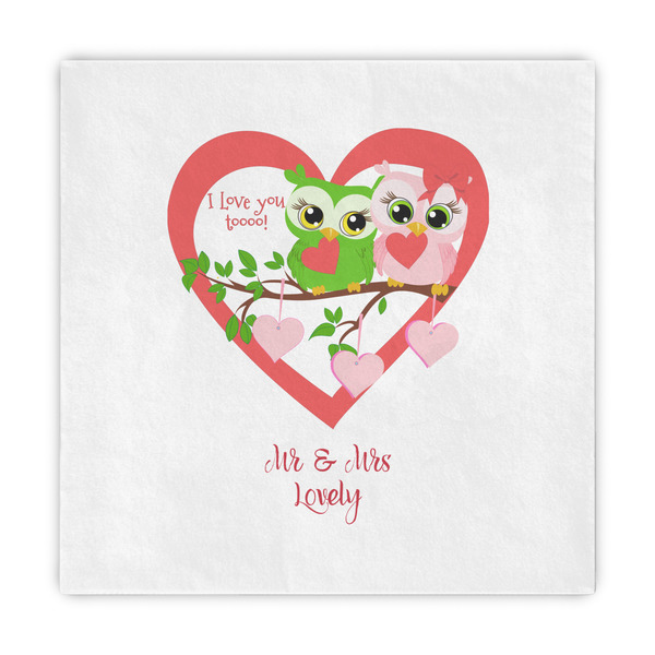 Custom Valentine Owls Decorative Paper Napkins (Personalized)
