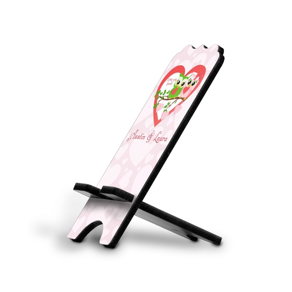 Custom Valentine Owls Stylized Cell Phone Stand - Small w/ Couple's Names