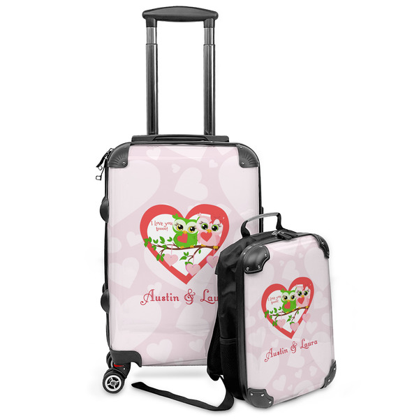 Custom Valentine Owls Kids 2-Piece Luggage Set - Suitcase & Backpack (Personalized)
