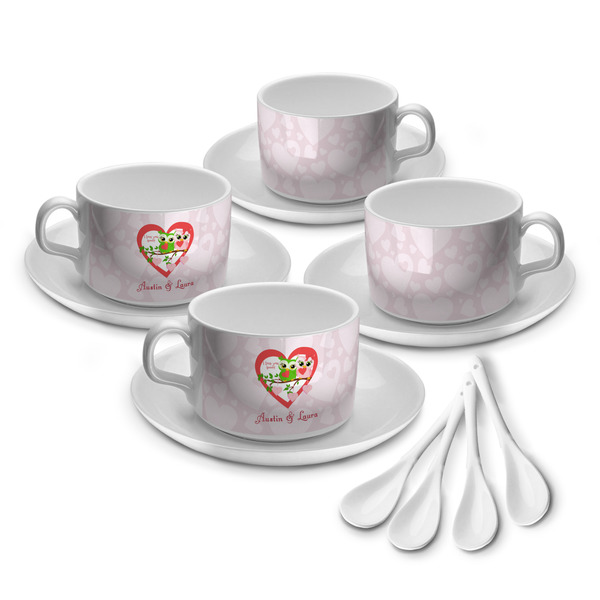 Custom Valentine Owls Tea Cup - Set of 4 (Personalized)