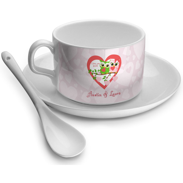 Custom Valentine Owls Tea Cup - Single (Personalized)