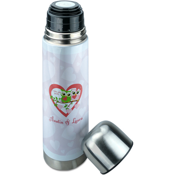Valentine Owls Thermos - Lid Off