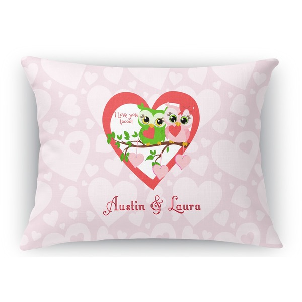 Custom Valentine Owls Rectangular Throw Pillow Case - 12"x18" (Personalized)