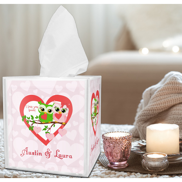 Valentine Owls Tissue Box - LIFESTYLE
