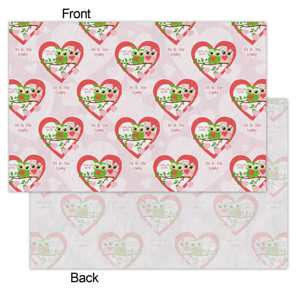 Valentine Owls Tissue Paper - Lightweight - Small - Front & Back