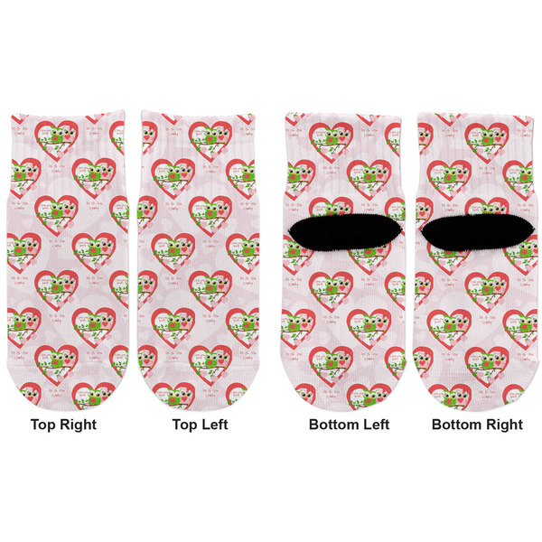 Valentine Owls Toddler Ankle Socks - Double Pair - Front and Back - Apvl