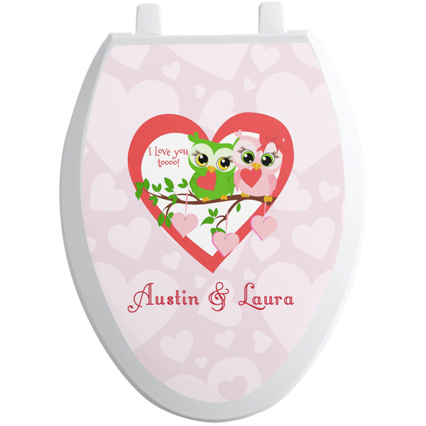 Custom Valentine Owls Toilet Seat Decal - Elongated (Personalized)