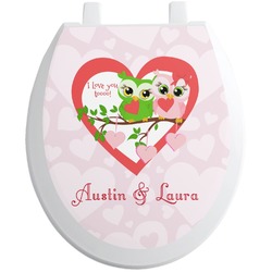 Valentine Owls Toilet Seat Decal - Round (Personalized)