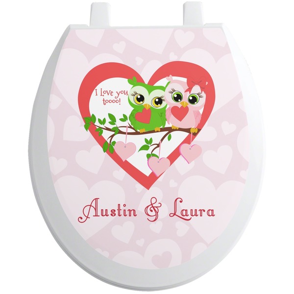 Custom Valentine Owls Toilet Seat Decal - Round (Personalized)