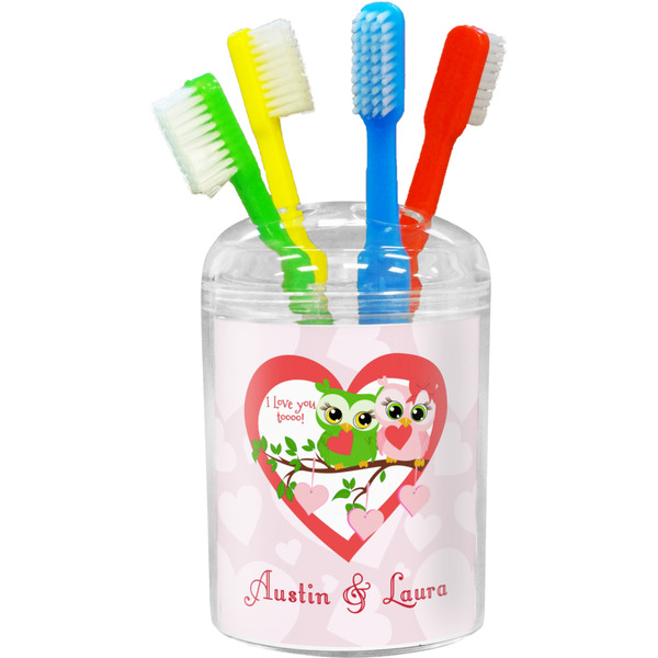 Custom Valentine Owls Toothbrush Holder (Personalized)