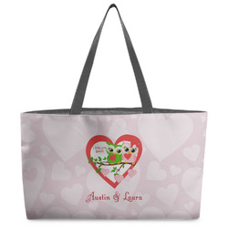 Valentine Owls Beach Totes Bag - w/ Black Handles (Personalized)