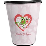Valentine Owls Waste Basket - Double Sided (Black) (Personalized)