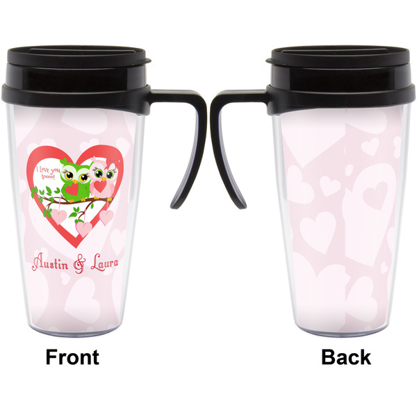 Valentine Owls Travel Mug with Black Handle - Approval