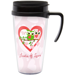 Valentine Owls Acrylic Travel Mug with Handle (Personalized)