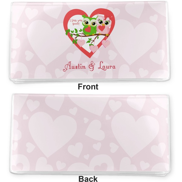 Valentine Owls Vinyl Check Book Cover - Front and Back