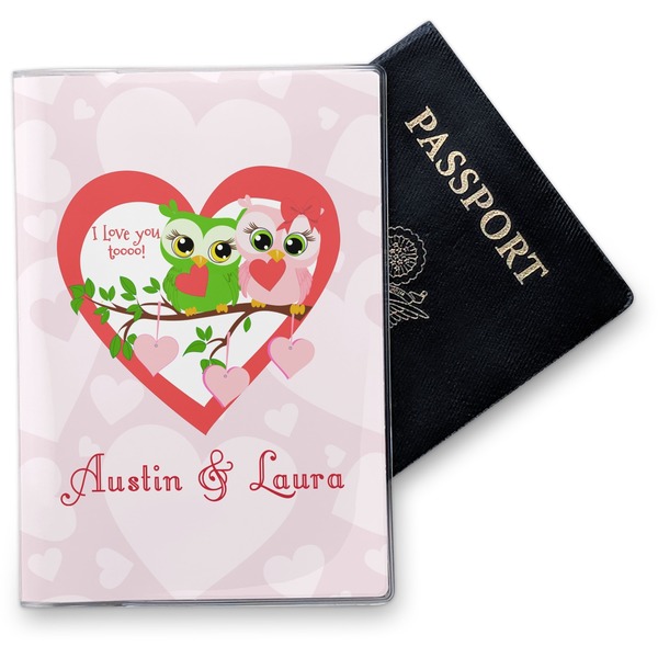 Custom Valentine Owls Vinyl Passport Holder (Personalized)