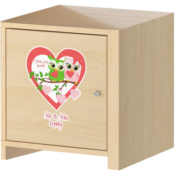 Valentine Owls Wall Graphic on Wooden Cabinet