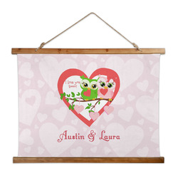 Valentine Owls Wall Hanging Tapestry - Wide (Personalized)